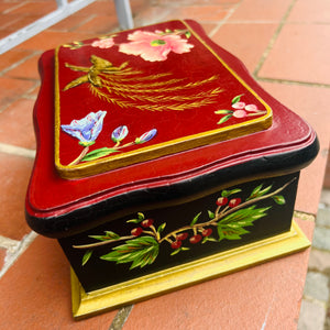 A Wooden Storage Box with Lyre Bird Design