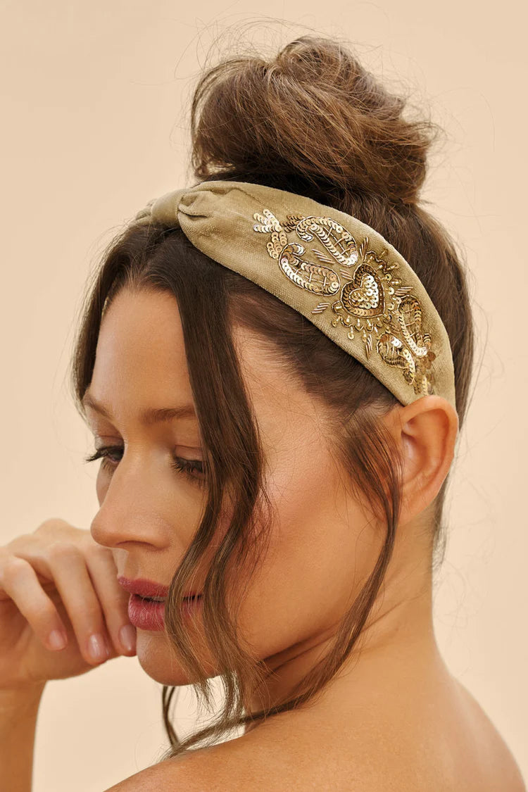 Gold Sequinned Velvet Headband