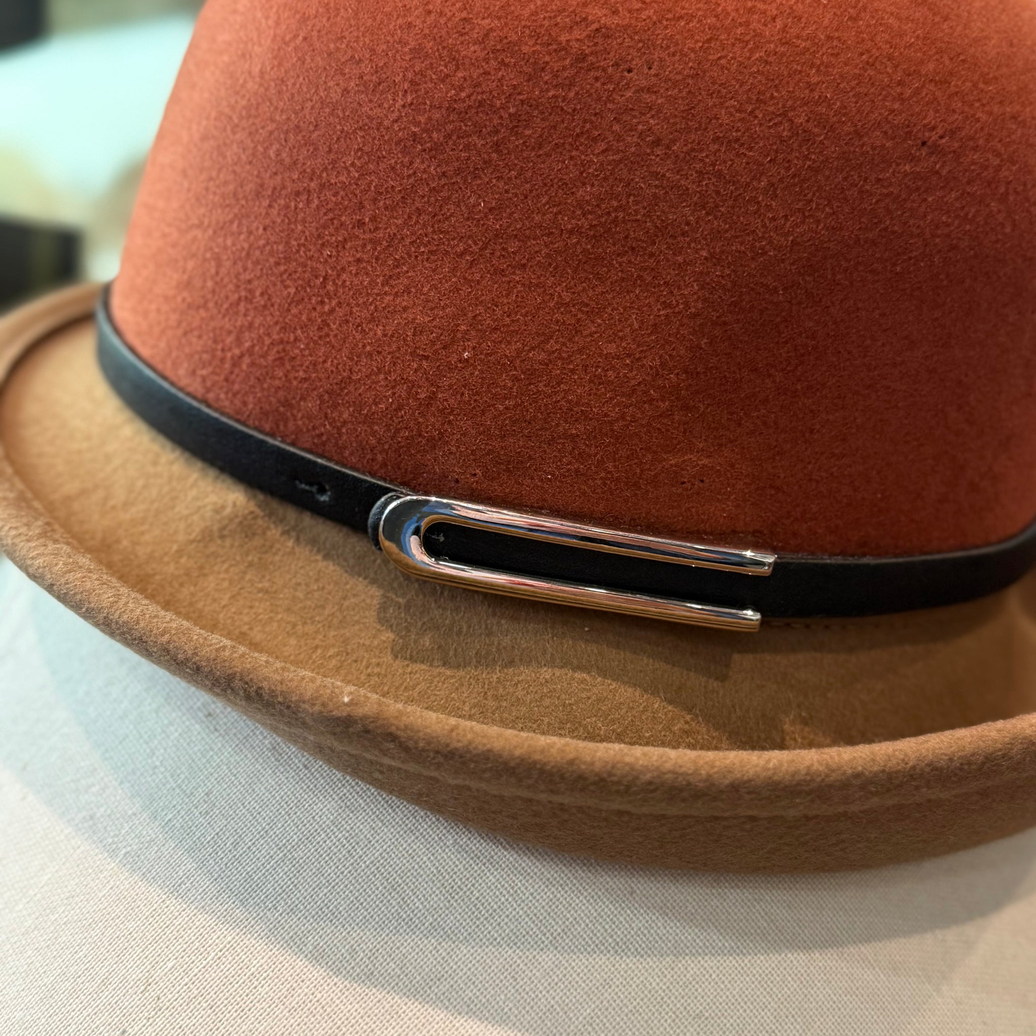 Tansy Two-Tone Wool Cloche Hat With Buckle