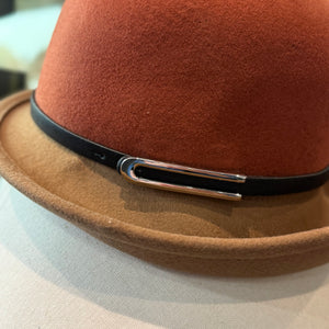 Tansy Two-Tone Wool Cloche Hat With Buckle