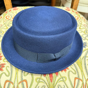 Terry Gibbs Navy Wool Pork Pie Hat