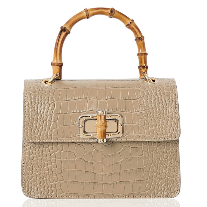 Tammy Leather Box Cross Body Bamboo Grab Bag