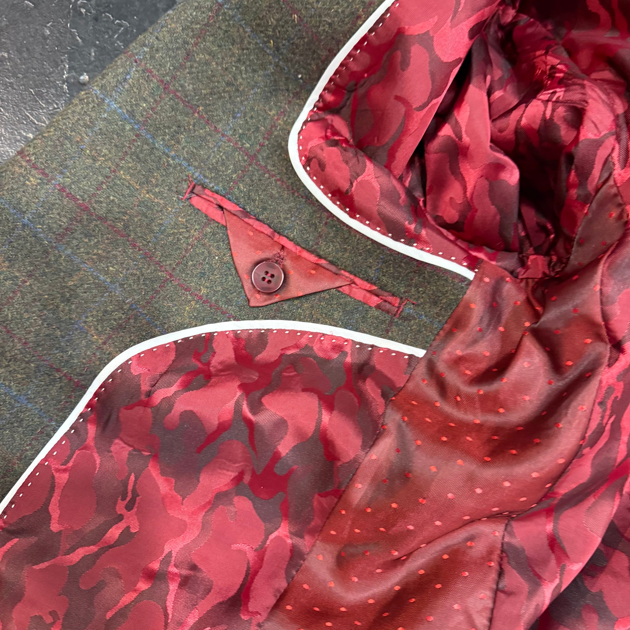 Tweed Jacket With Velvet Burgundy Details