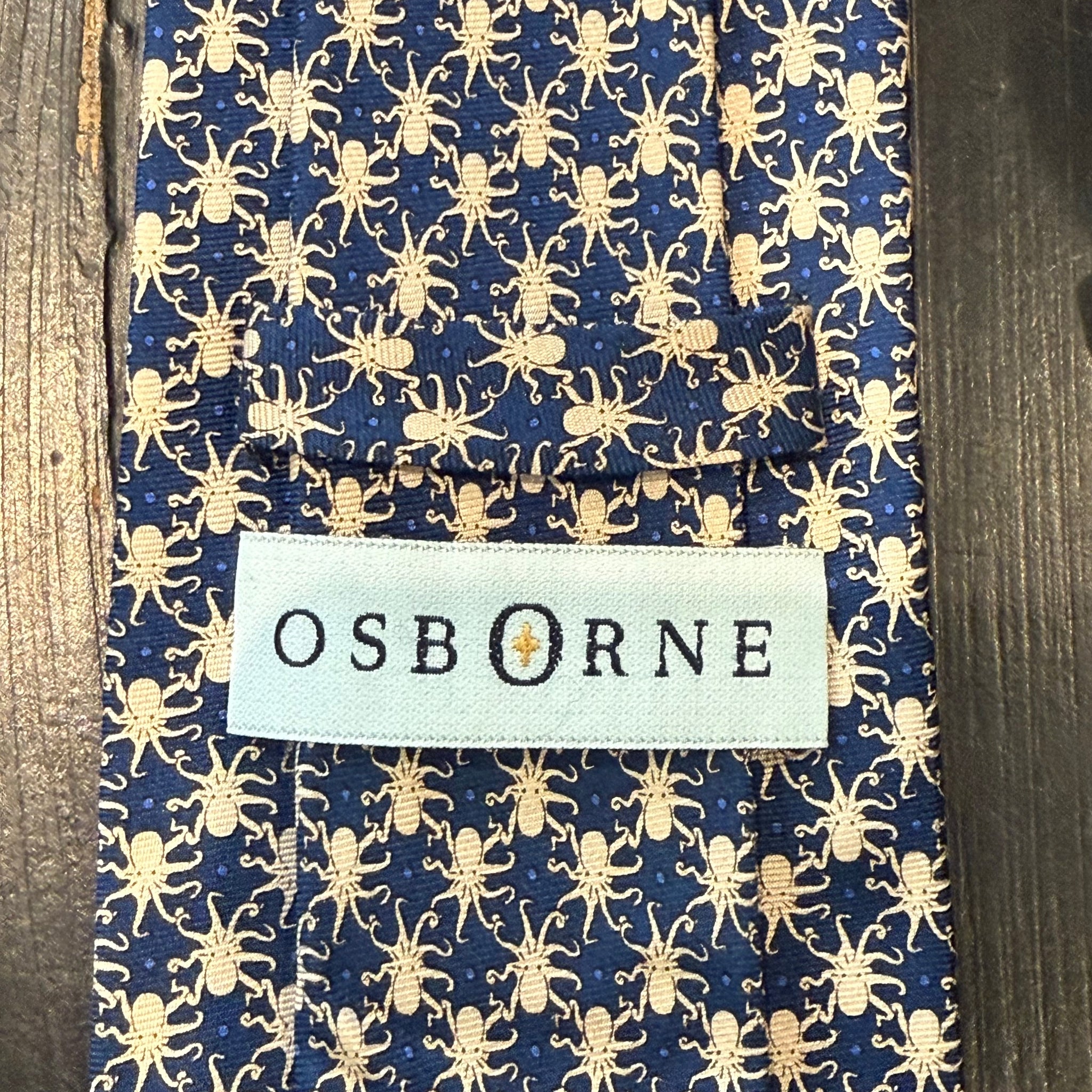 Silk Tie - Navy Octopus Design by Osborne