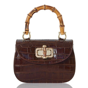 Monique Italian Leather Bamboo Grab Bag