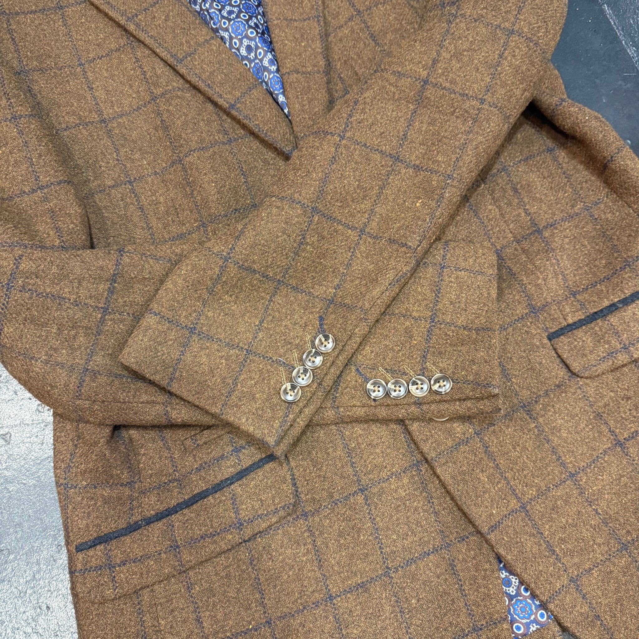 Brown windowpane Check Jacket 46R