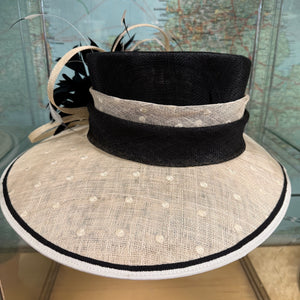 Lucy Large Cream and Black Sinamay Hat