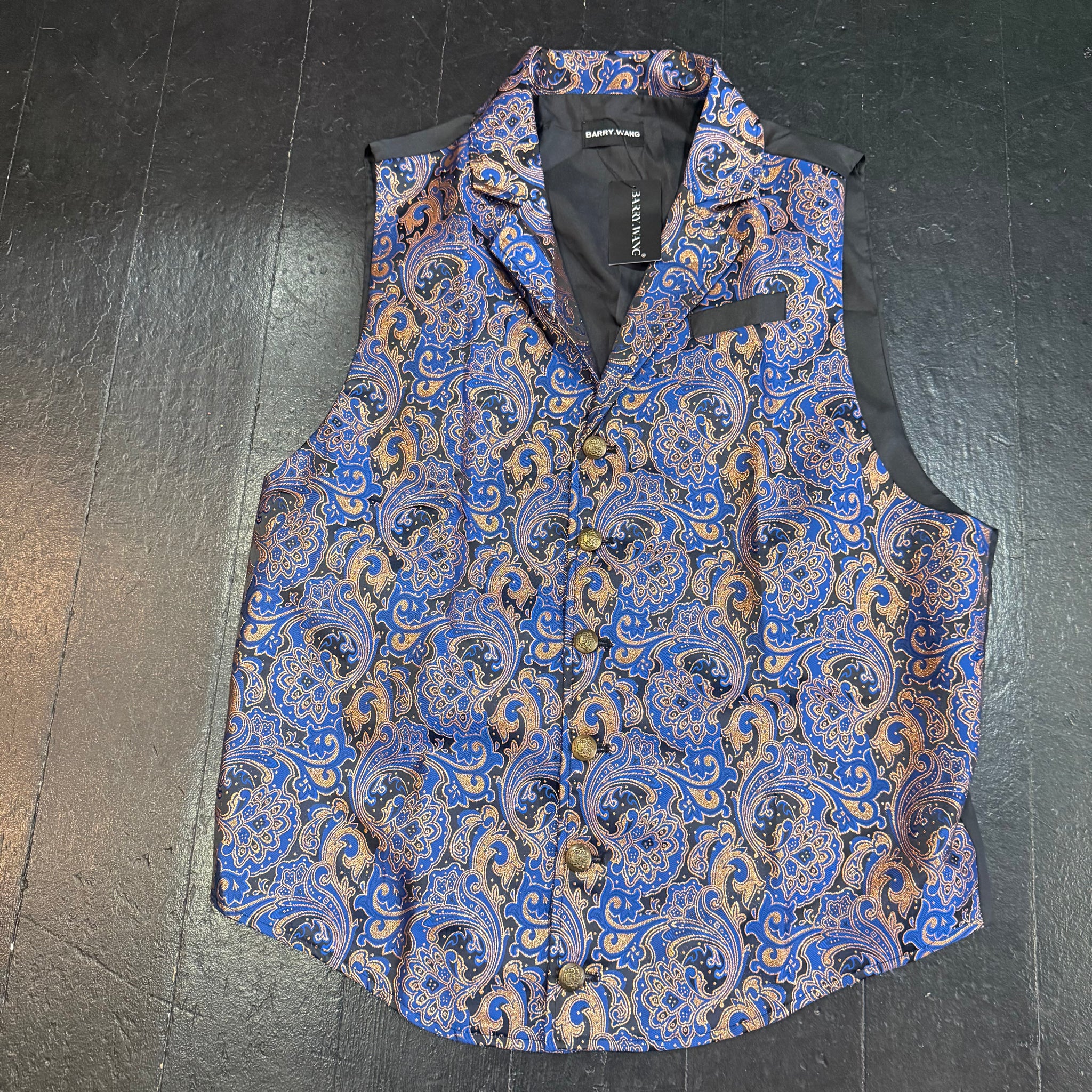 Waistcoat  - Royal Blue/Rose Gold Paisley (XL)