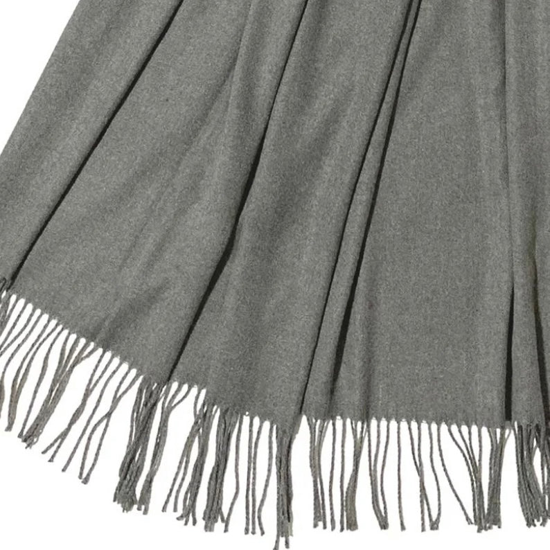 Soft Plain Cashmere Tassel Scarf