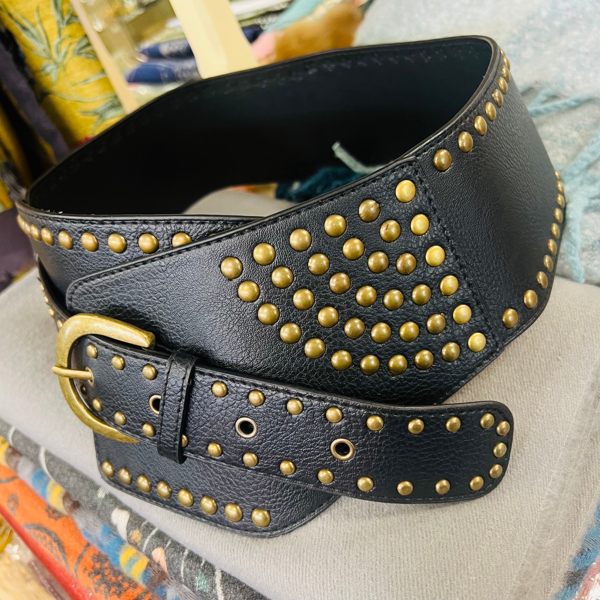 Leatherette Studded Belt