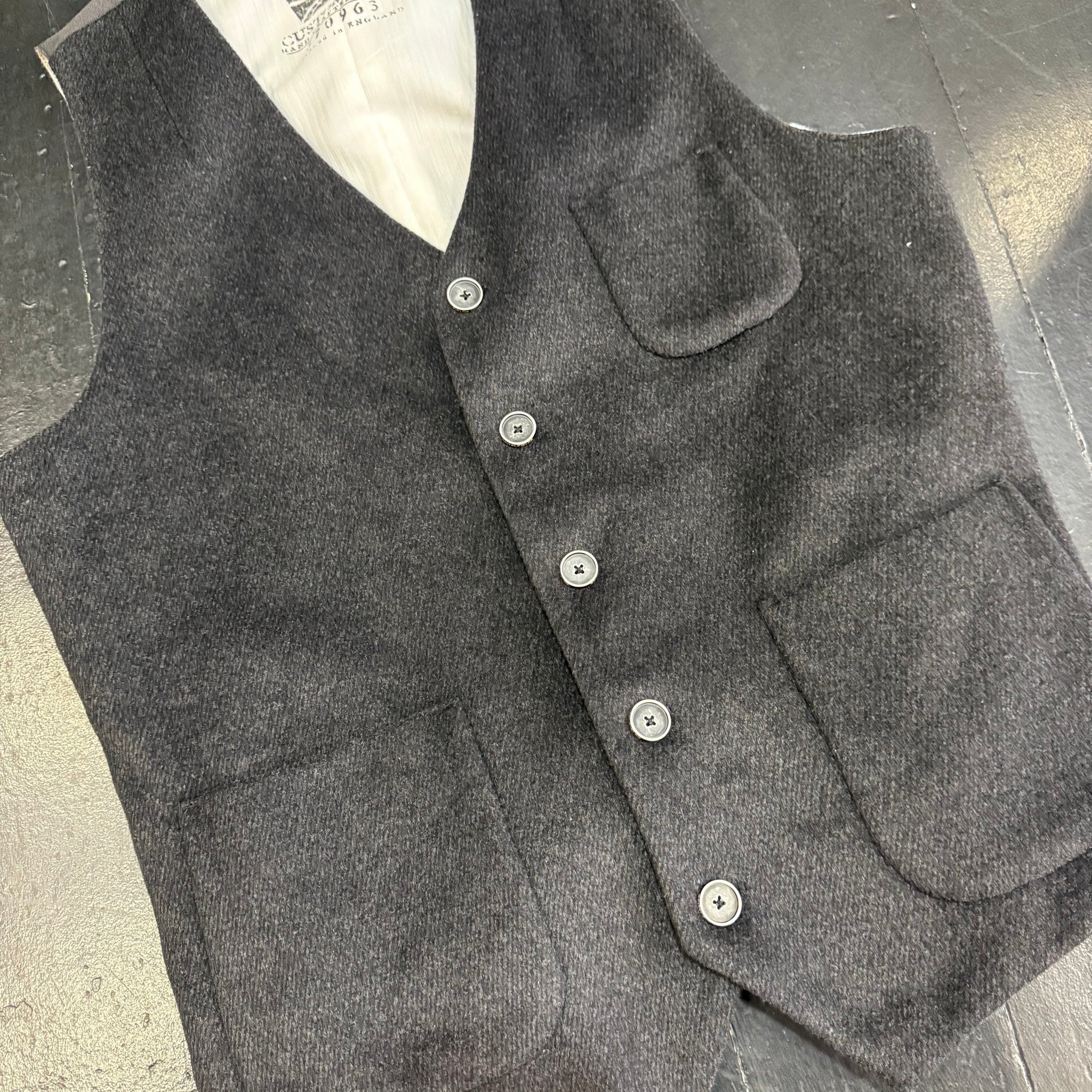 Charcoal Grey Wool Waistcoat by Spitalfields (40R)