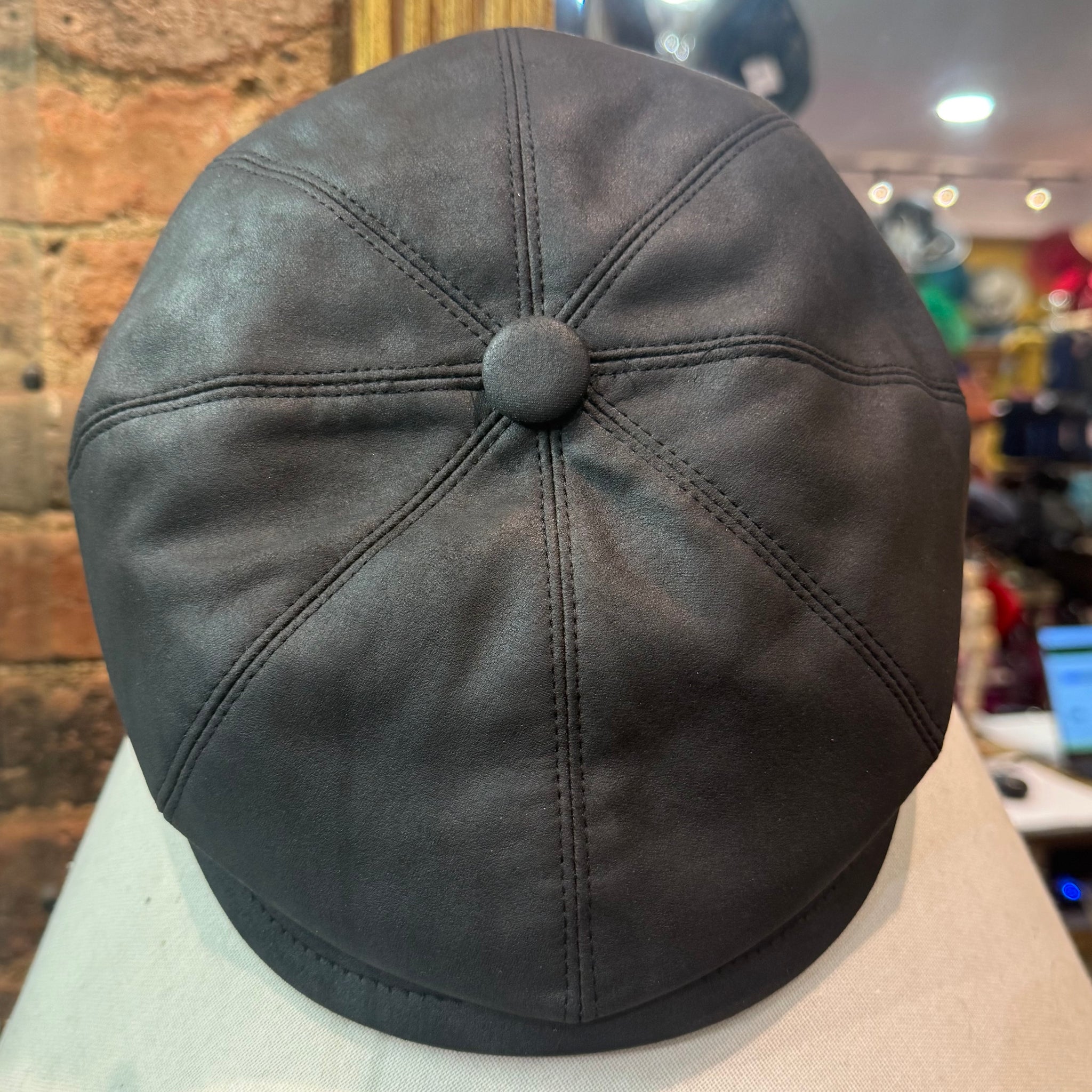 Louis Black Leatherette Baker Boy Cap