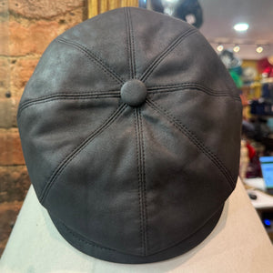 Louis Black Leatherette Baker Boy Cap