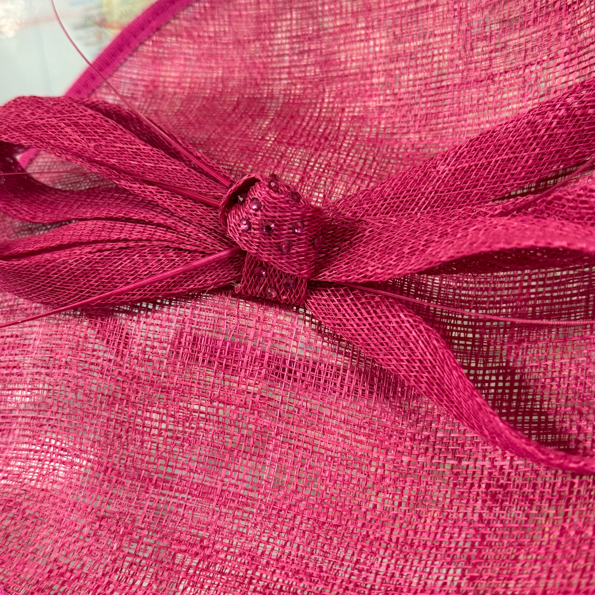 Cerise Pink Disc Fascinator On Covered Band