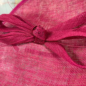Cerise Pink Disc Fascinator On Covered Band