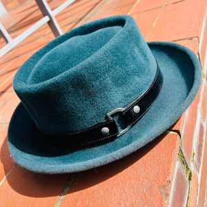 Dark Teal Fur Felt Pork Pie Hat