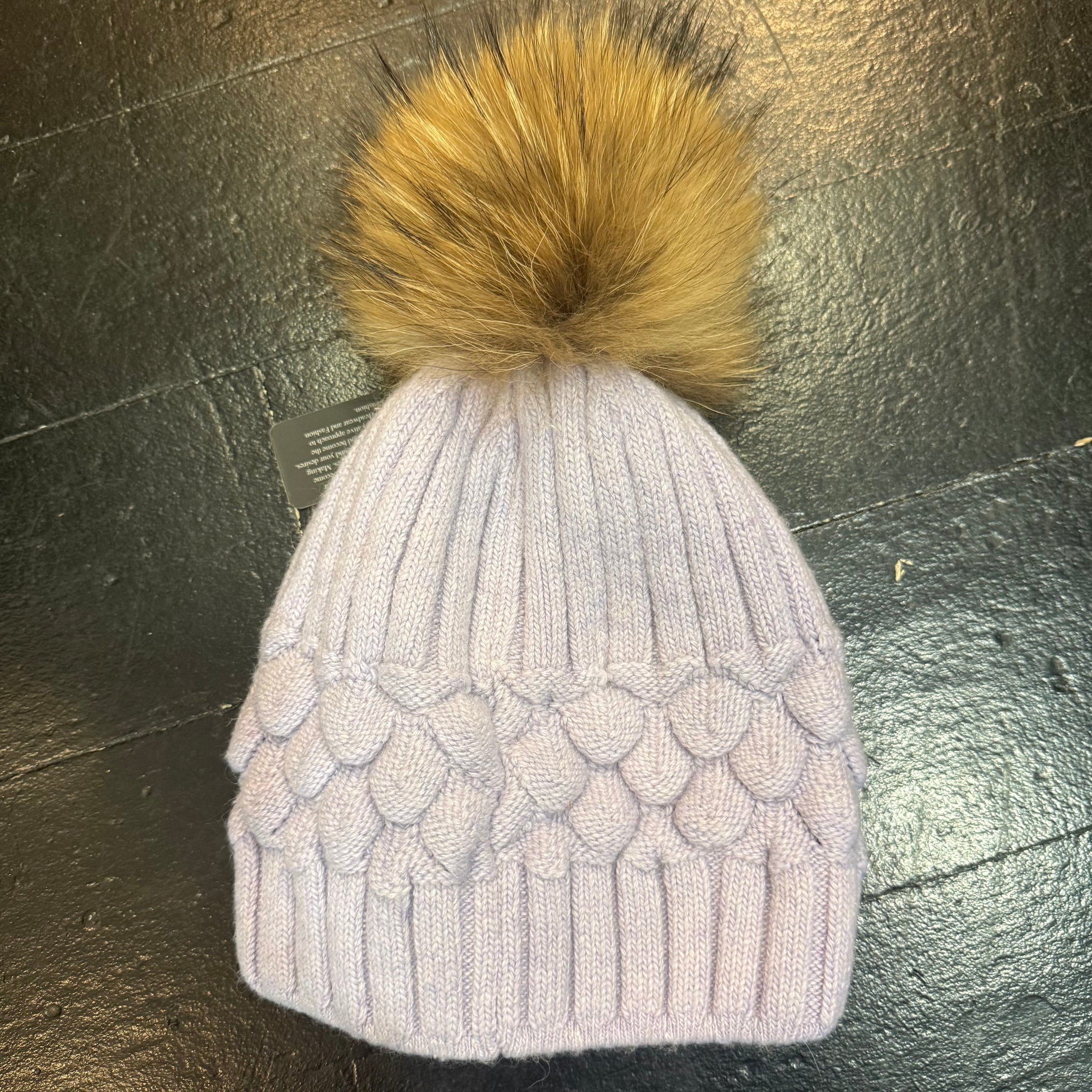 Beanie Wool Hat with  Fur Pom Pom