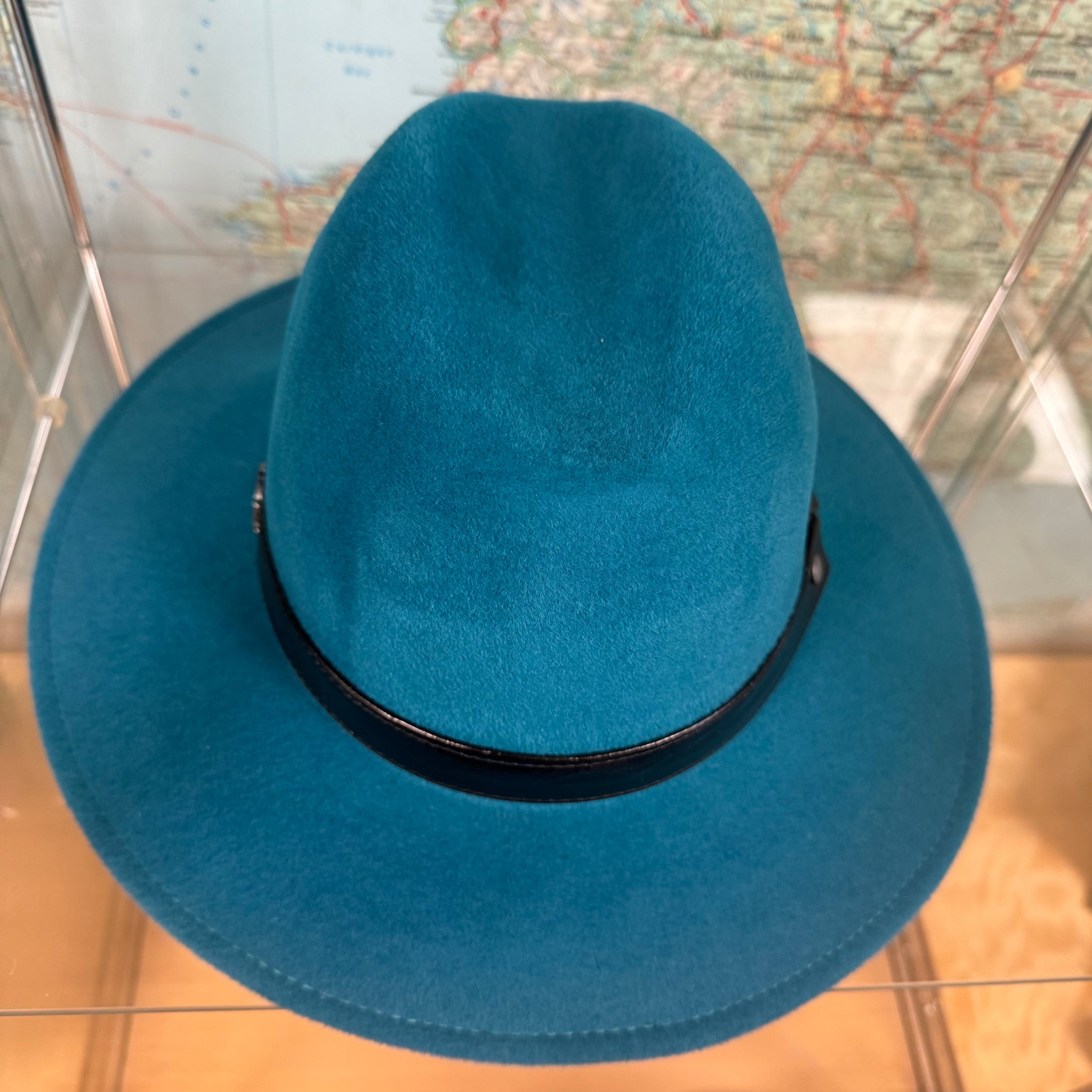 Turquoise Fur Felt Christie’s Fedora Hat (M)