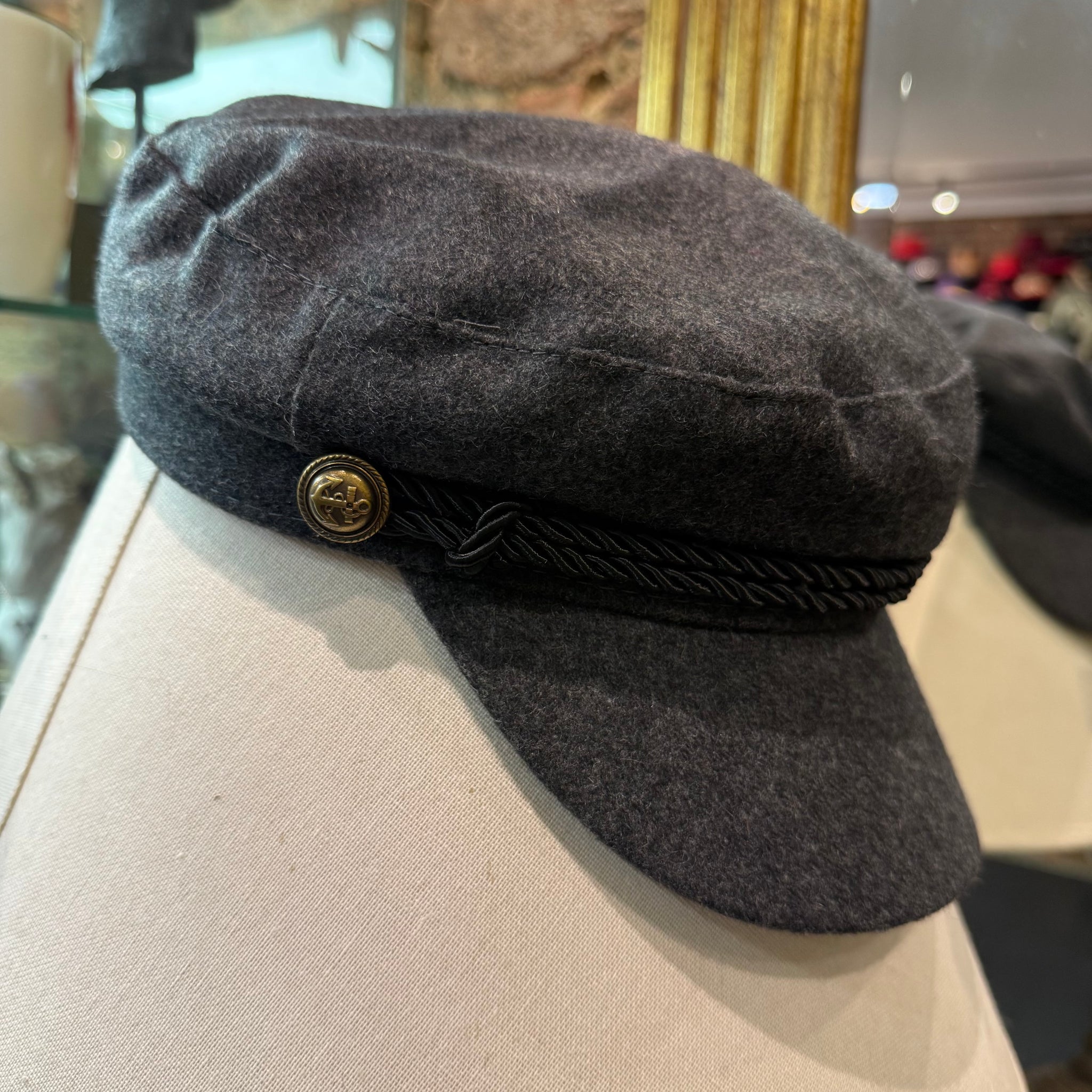 Wool Oundle Captains Cap With Two Buttons