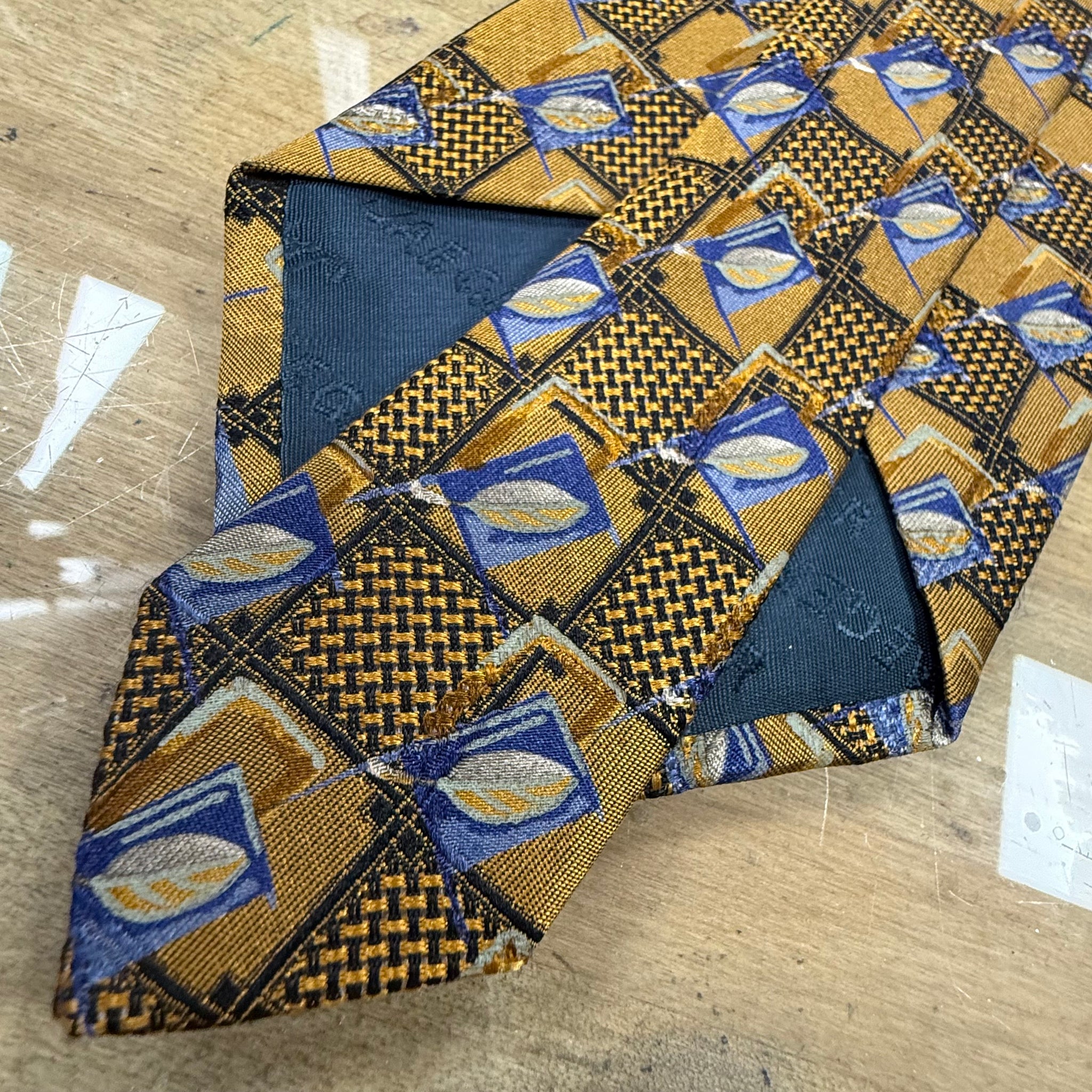 Silk Gold & Navy Jaeger Tie