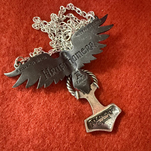 Pewter Raven and Hammer Pendant Necklace
