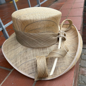 Cream and Latte Stripe Fabrice Hat