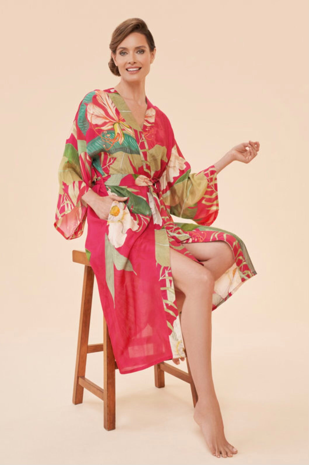 Dark Rose Tropical Kimono