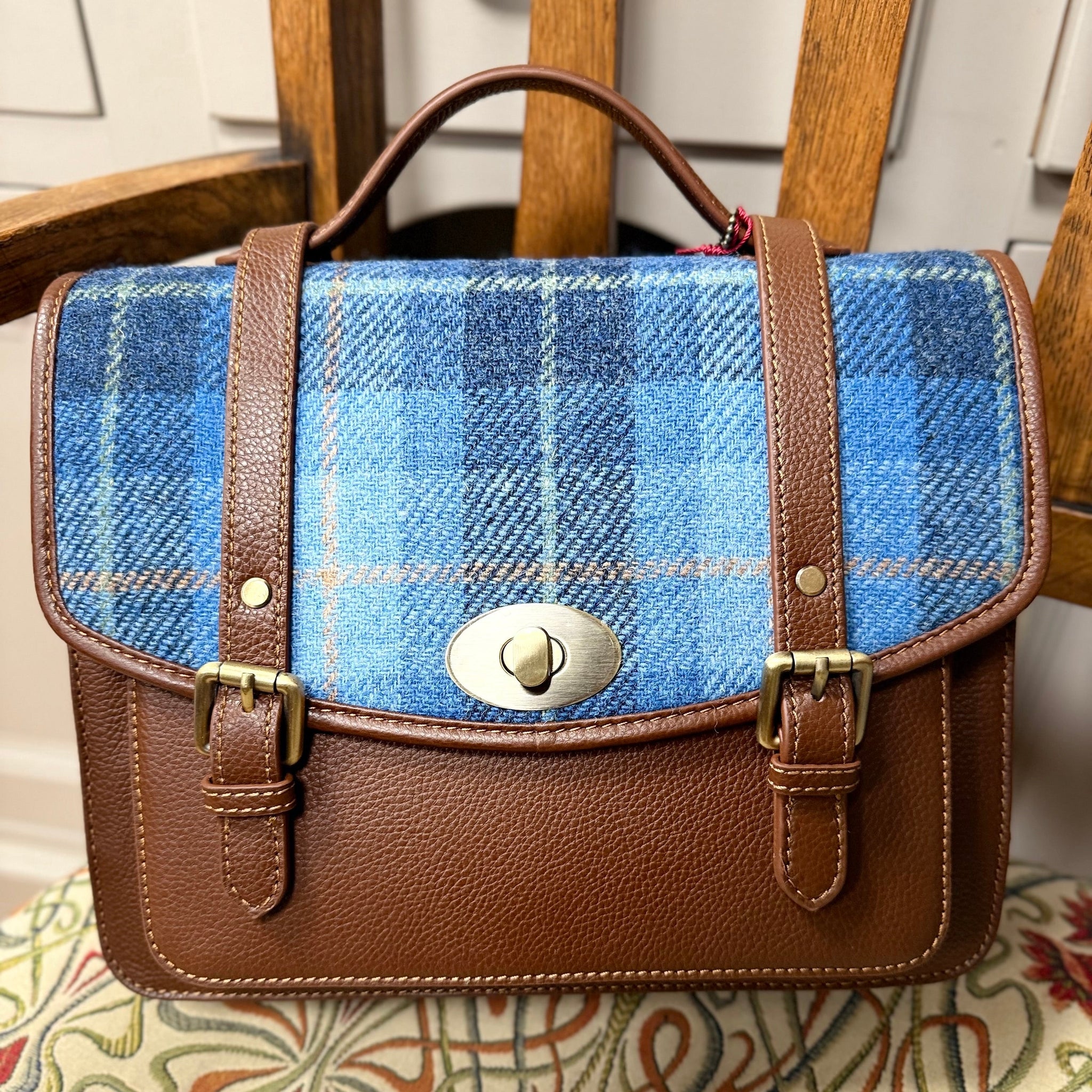 Francheska Harris Tweed & Leather Satchel Bag