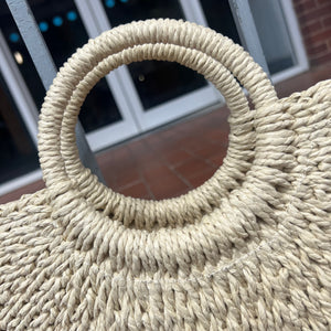 Harriett Large Round Straw Basket Grab Bag