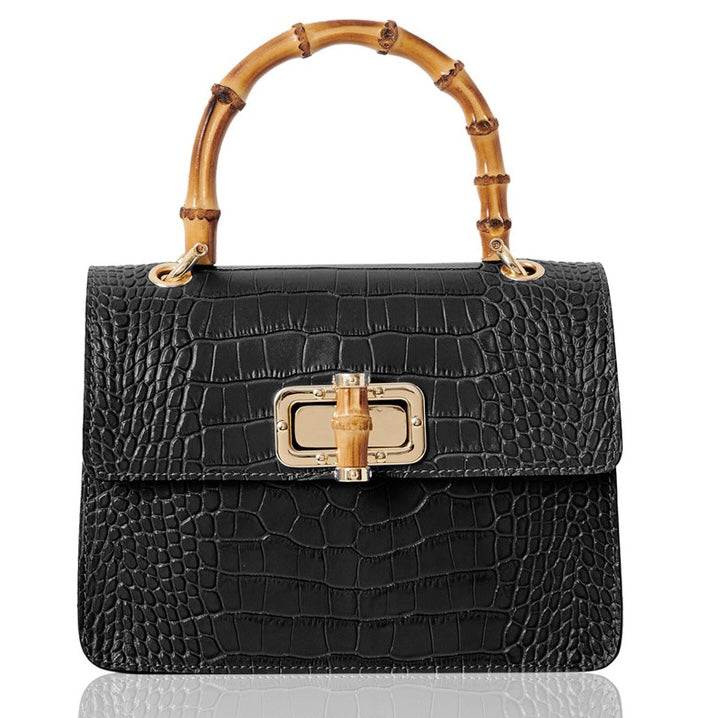 Tammy Leather Box Cross Body Bamboo Grab Bag