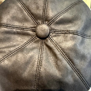 Louis Black Leatherette Baker Boy Cap