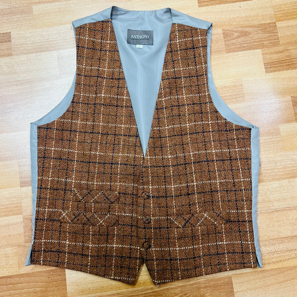 Tan Harris Tweed Window-Pane Check Waistcoat (42R)