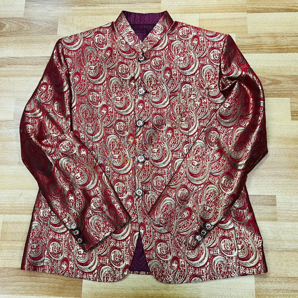 Red and Gold Mandarin Collar Jacket 40R