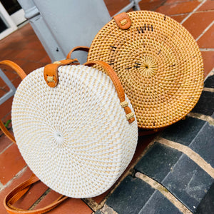 Myla Round Rattan Crossbody Bag