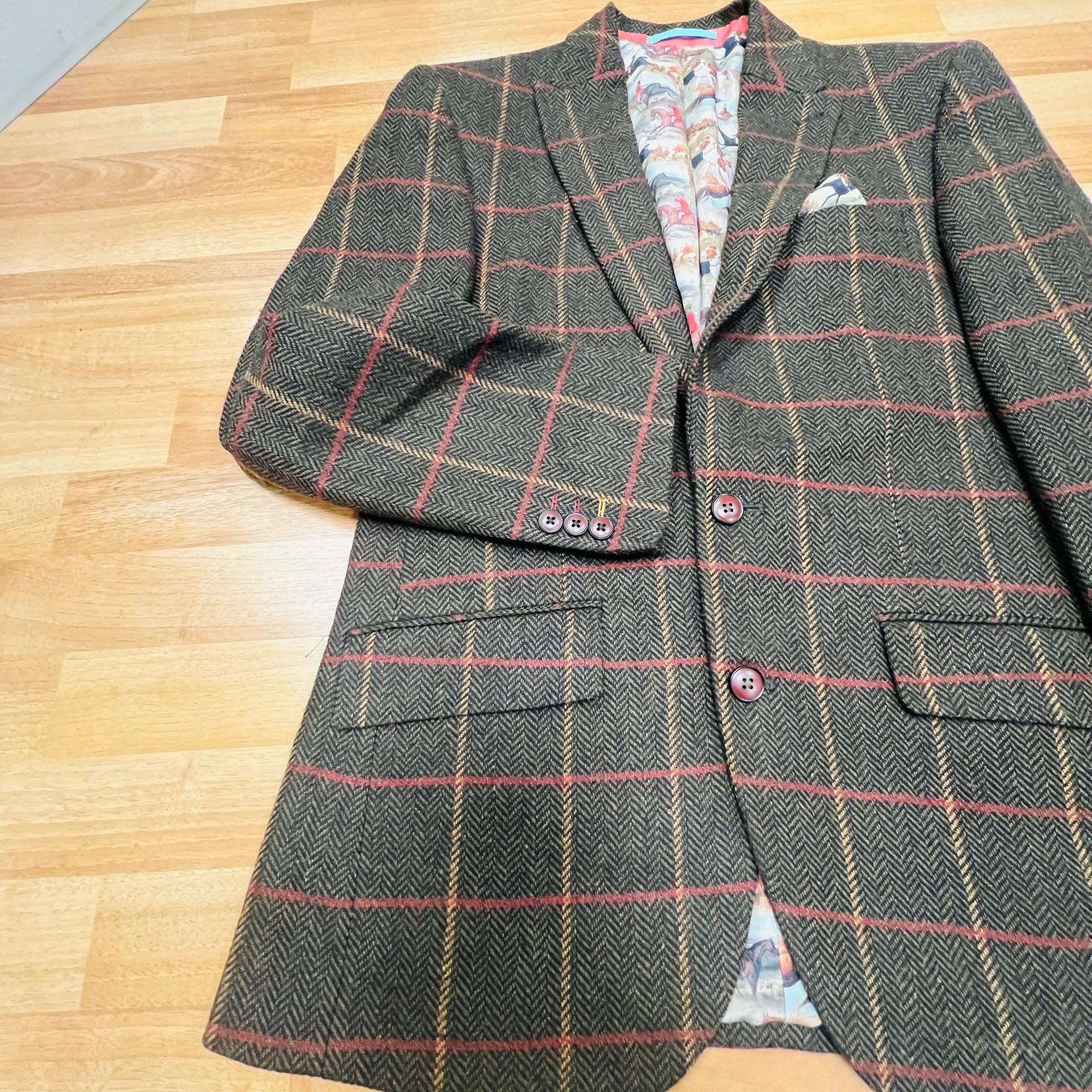 Brown Herringbone Windowpane Check Jacket (40R)