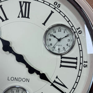 Cream Four Time Zone London Wall Clock