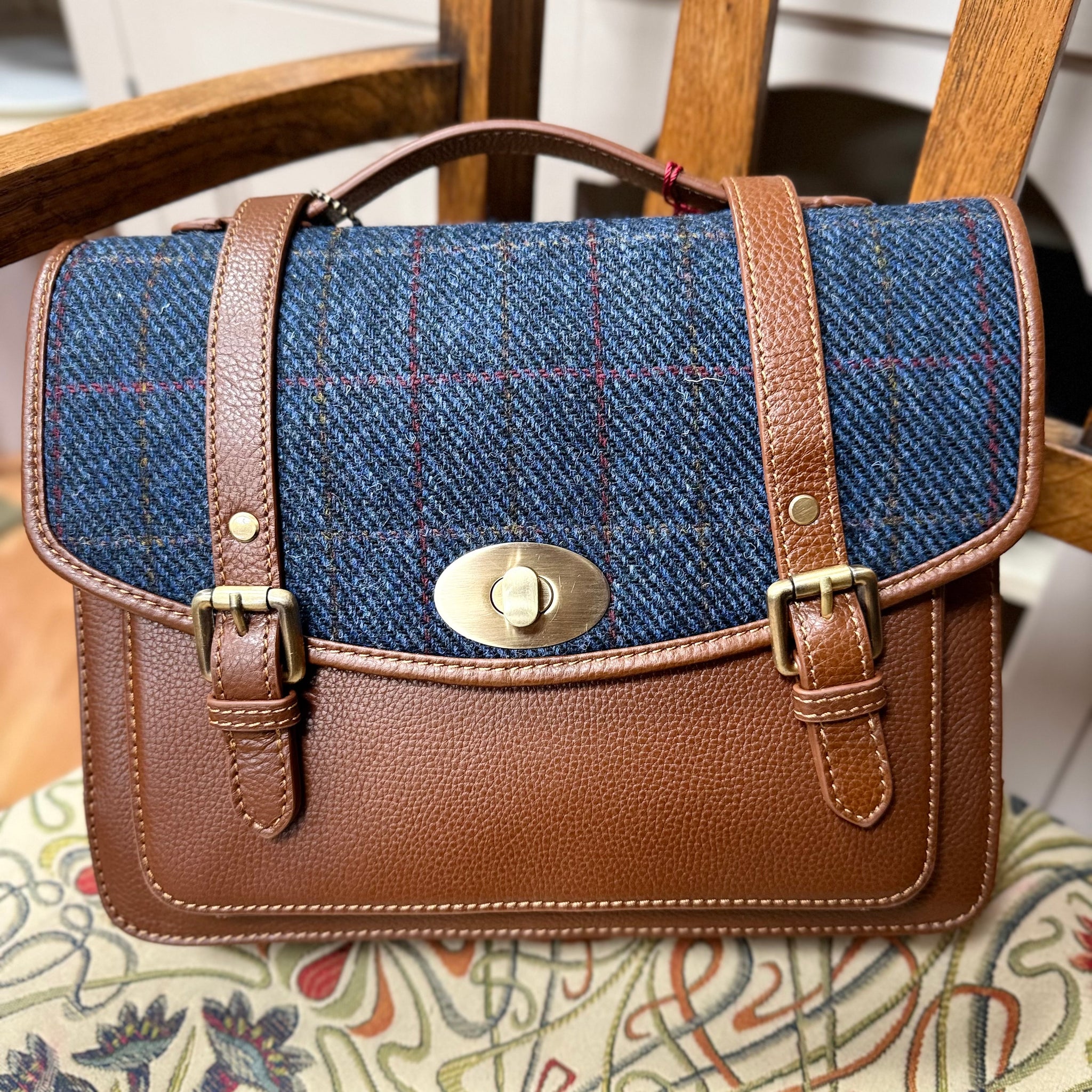 Francheska Harris Tweed & Leather Satchel Bag