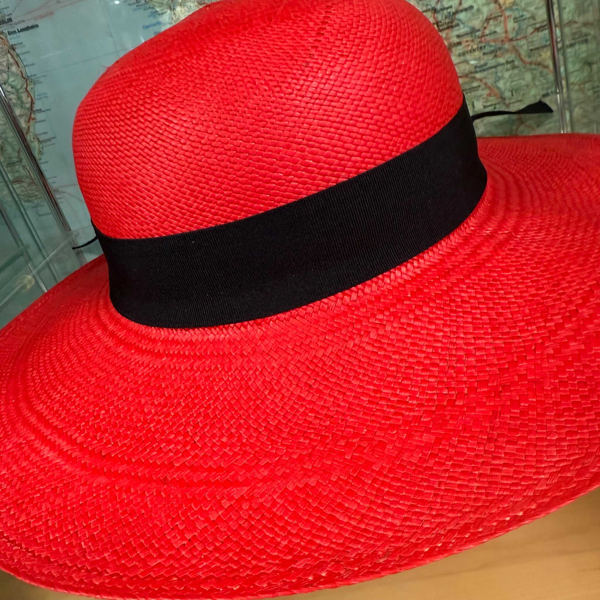 Round Handmade Red Panama Hat