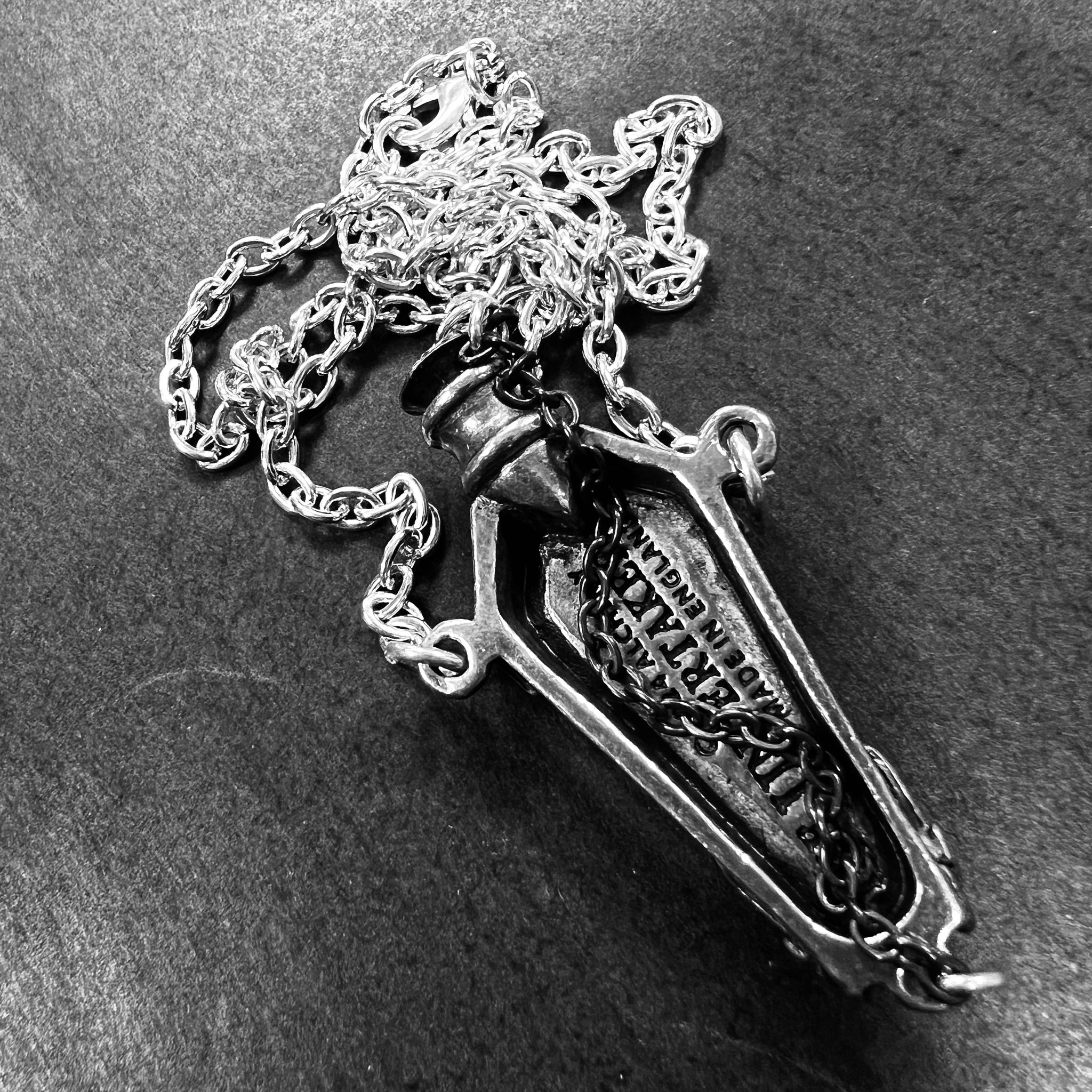 Pewter Undertaker’s Coffin Pendant on Chain