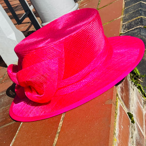 Fuchsia  Sinamay Hat With Large Bow