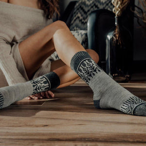 Yule-Charcoal Merino Wool Nordic Socks