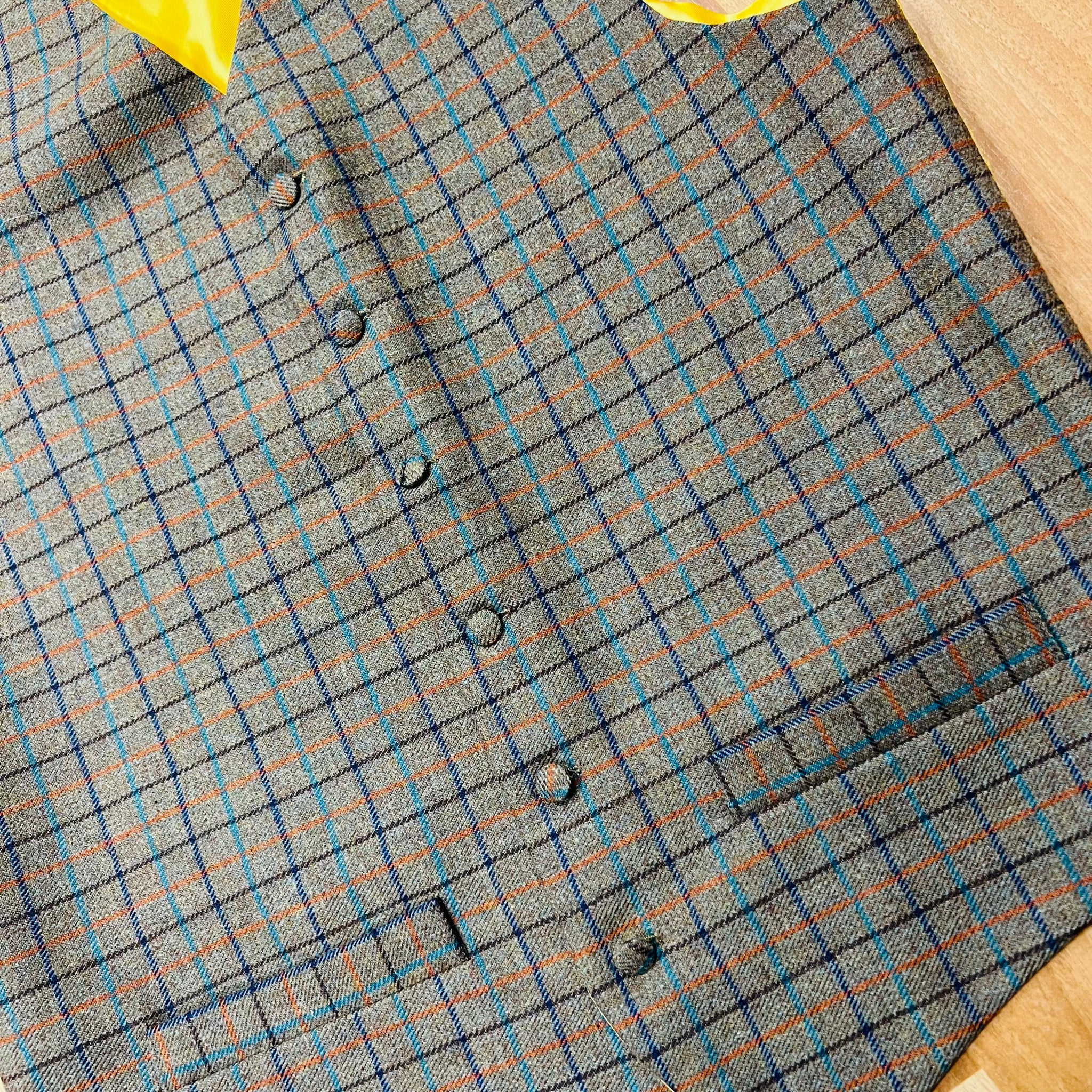 Brown Windowpane Tweed Waistcoat 38R