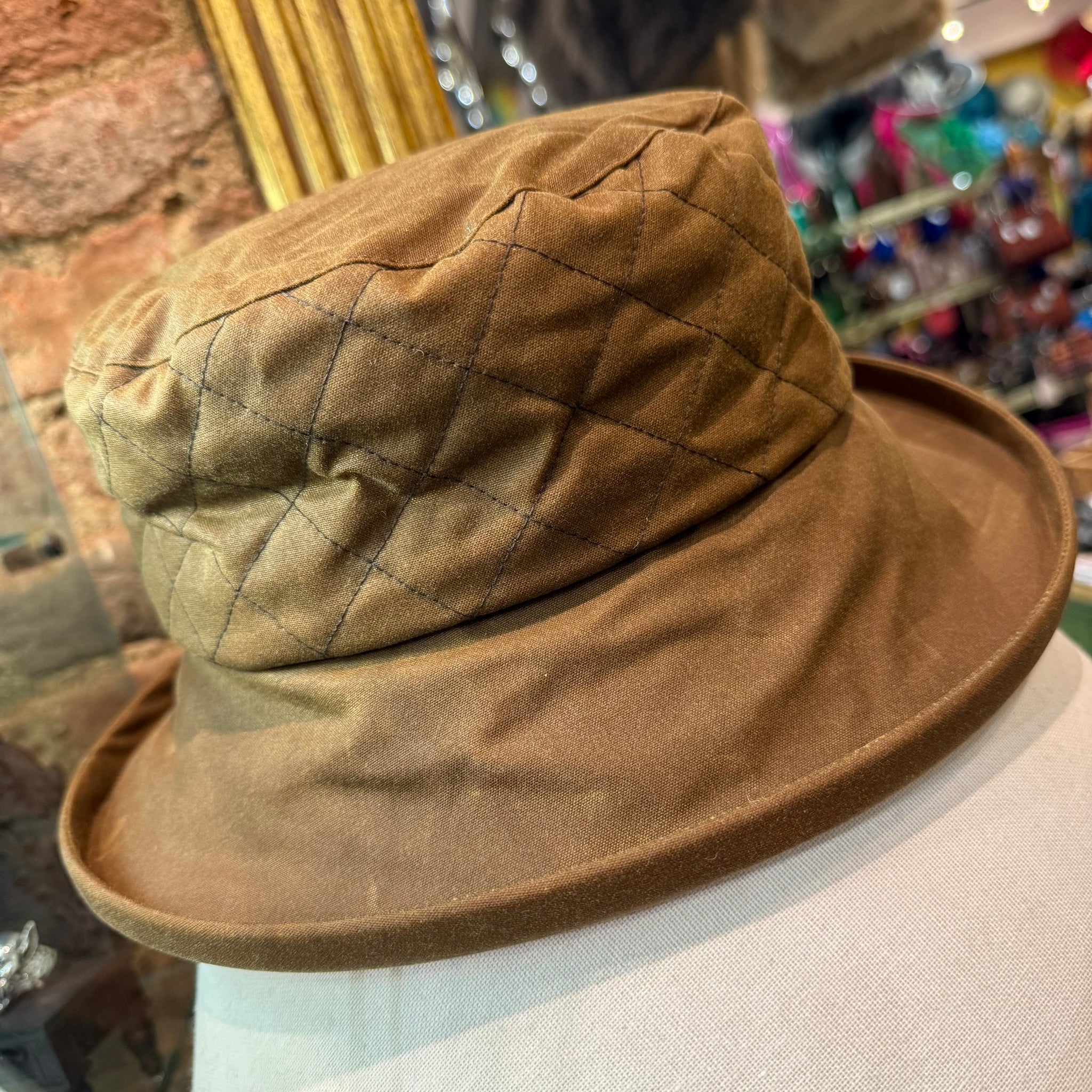 Waxed Cotton Quilted Cloche Hat