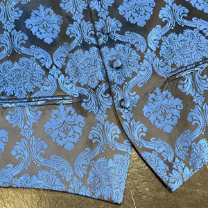 Black & Royal Blue Waistcoat Tie & Pocket Square Set
