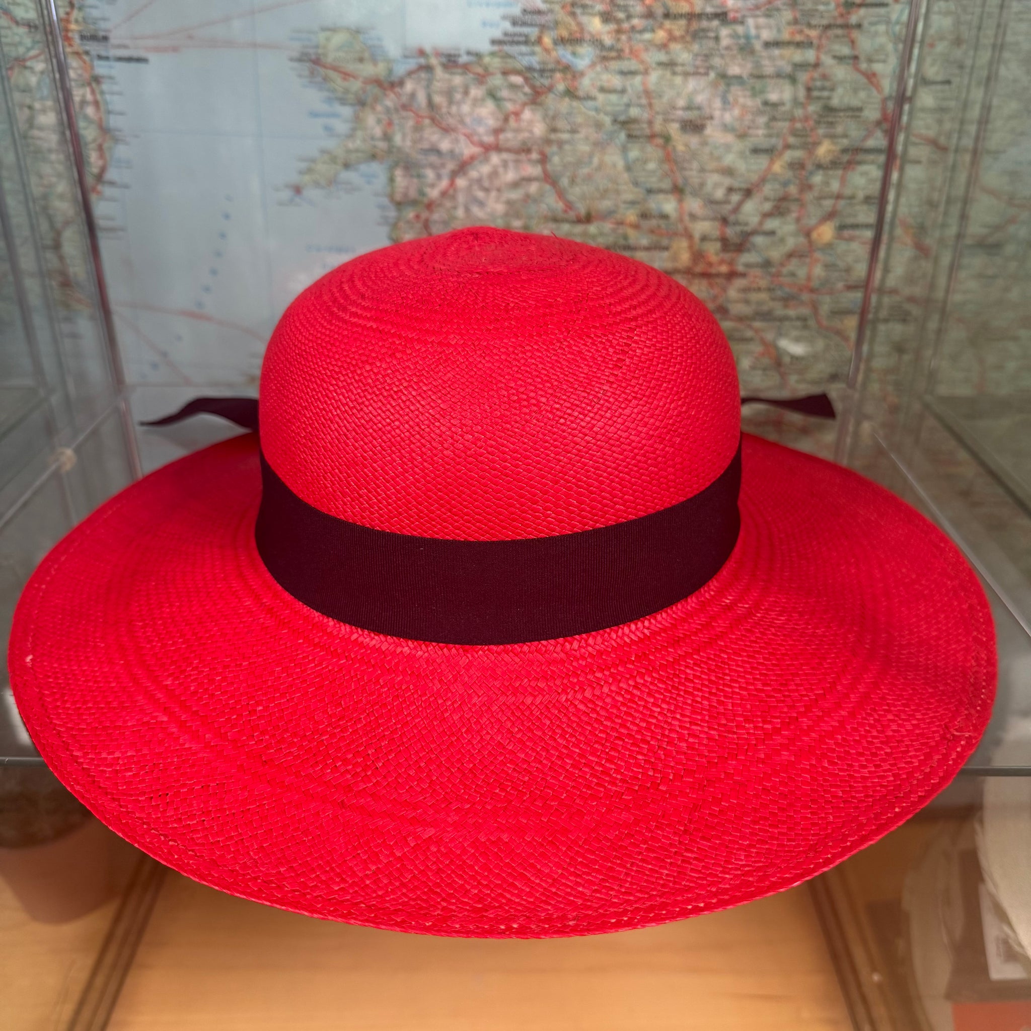 Round Handmade Red Panama Hat