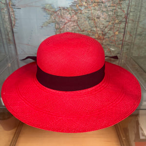 Round Handmade Red Panama Hat
