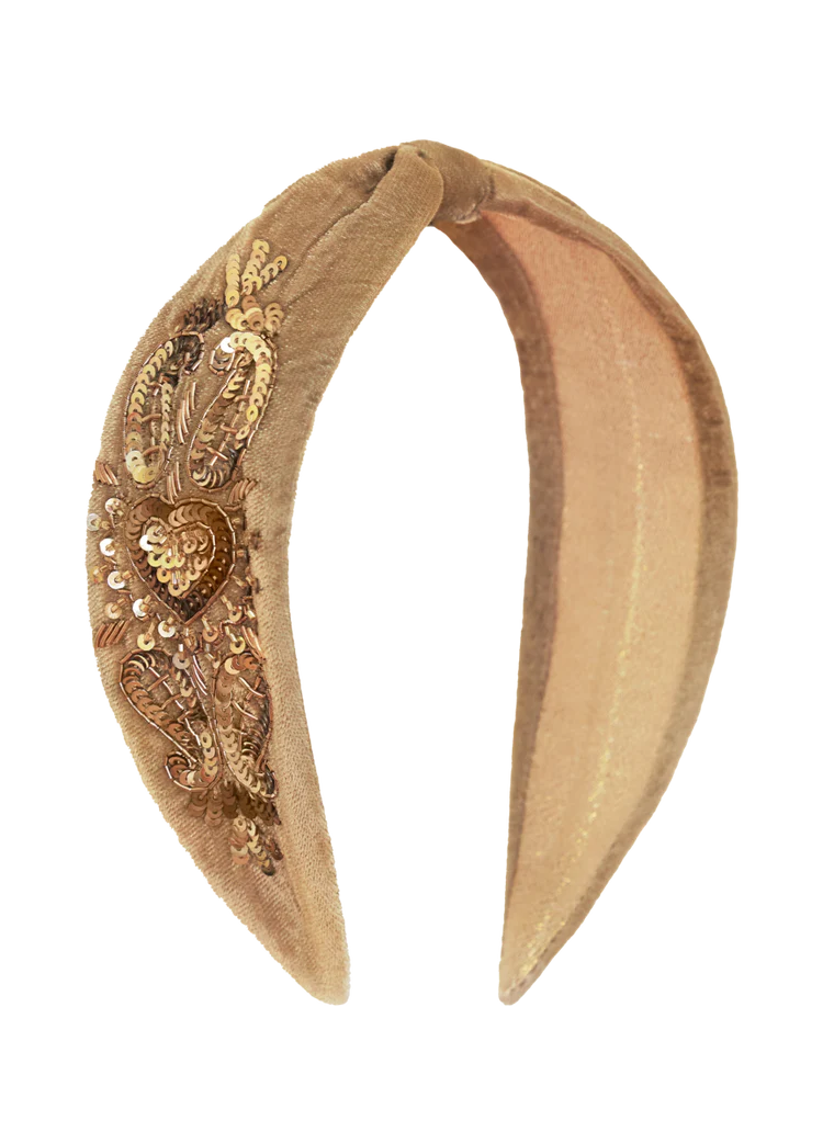 Gold Sequinned Velvet Headband