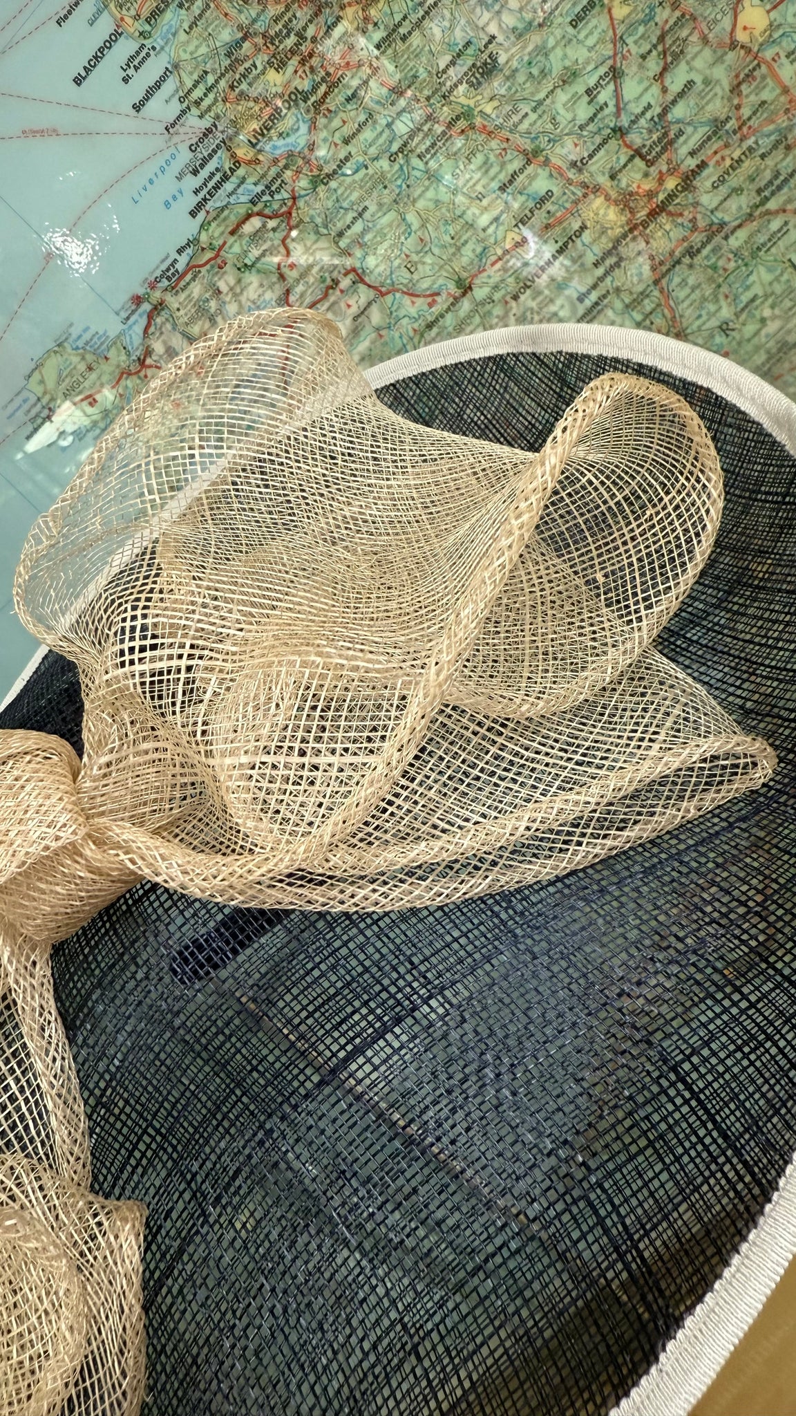 Navy and Cream Disc Fascinator