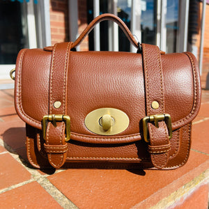 Celina Dimpled Leather Mini Satchel Grab Bag