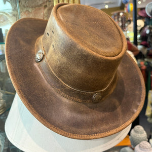 Montana Leather Western Fedora Cowboy Hat